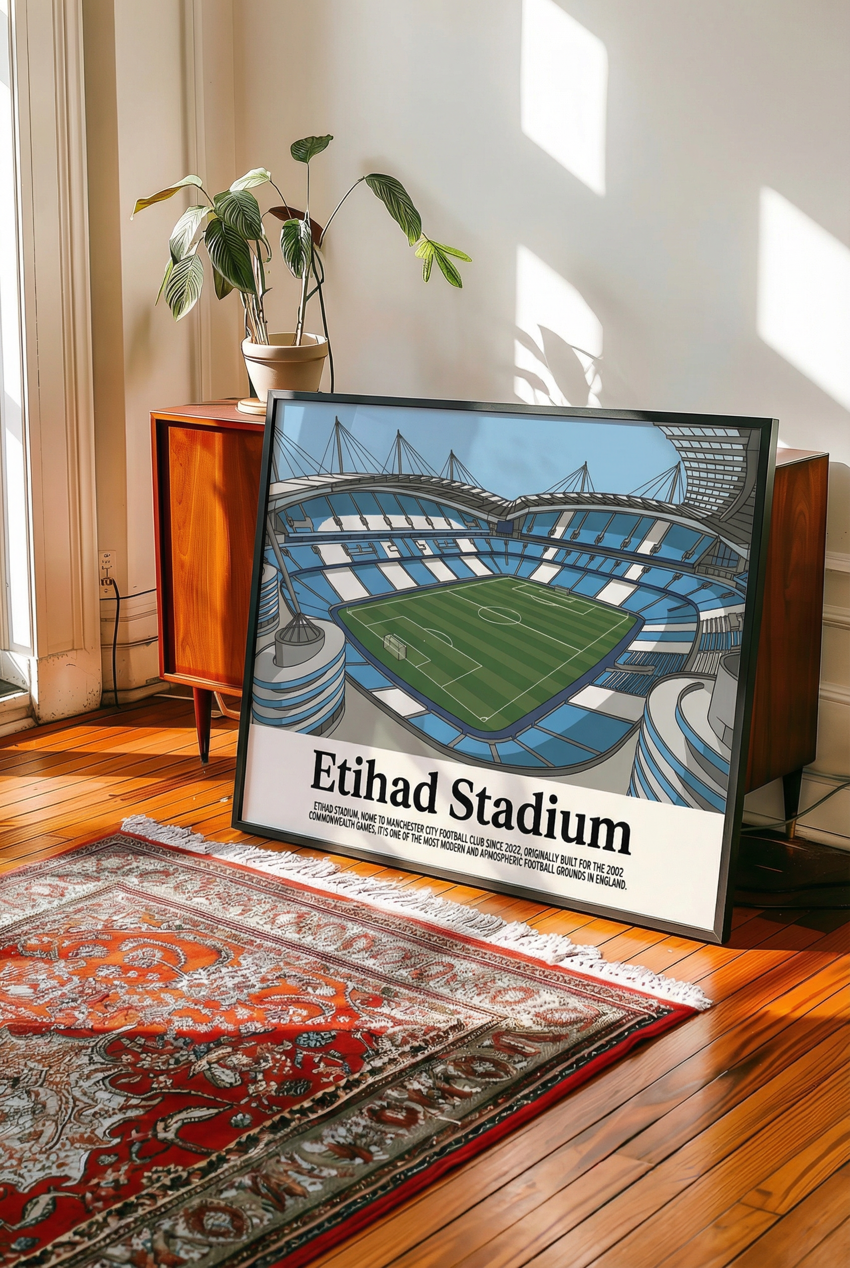 Framed Ethiad Stadium poster