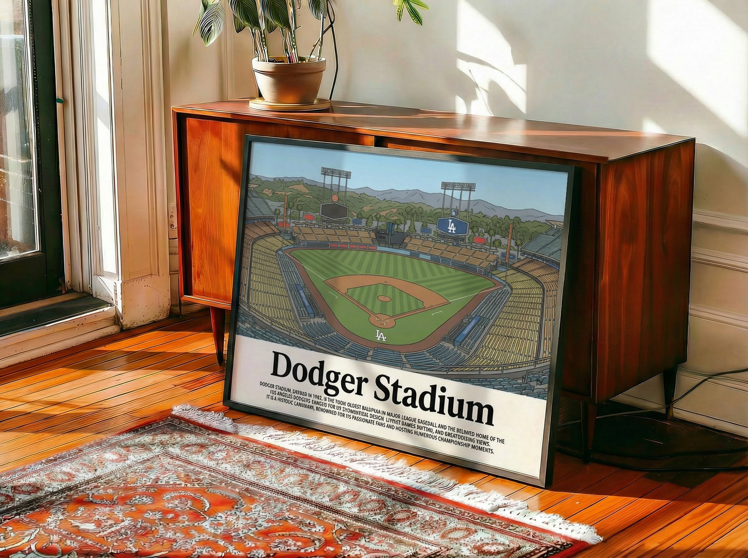 Framed Dodger Stadium poster