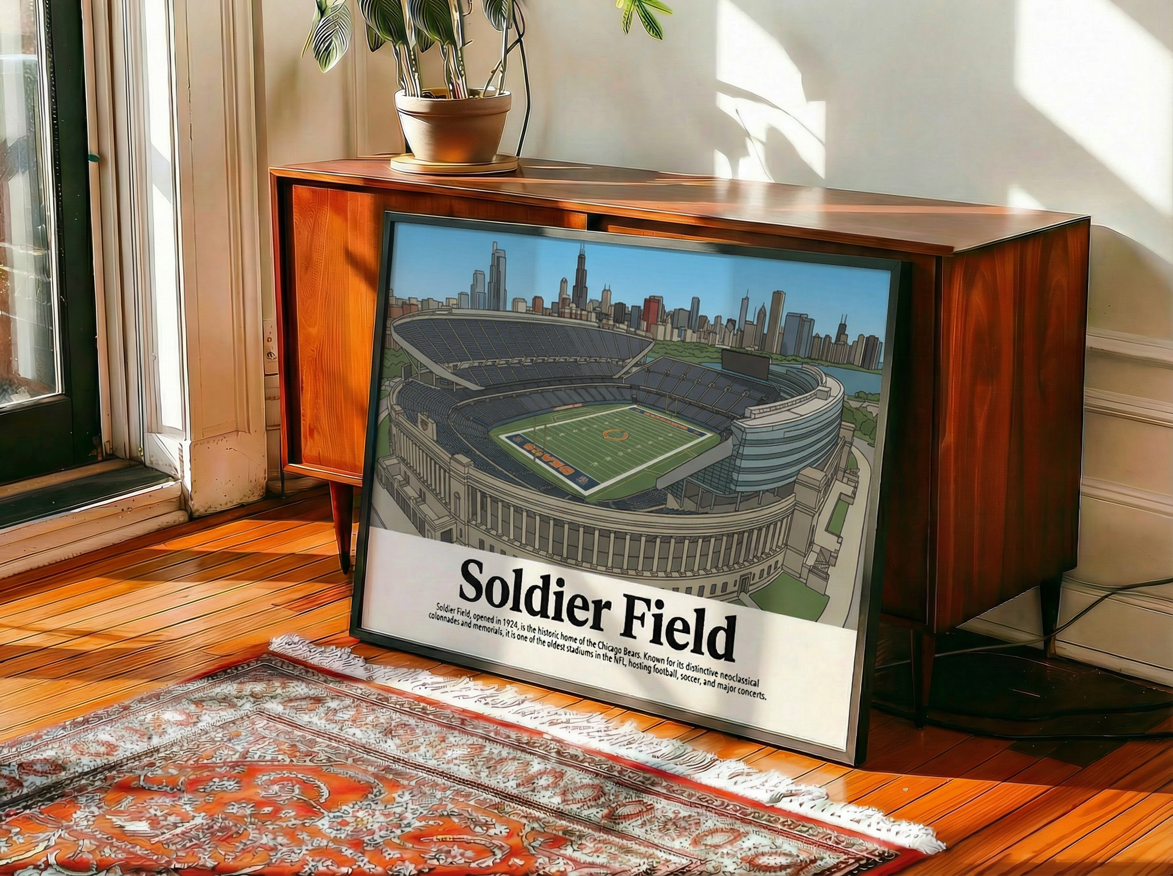 Framed Soldier Field poster